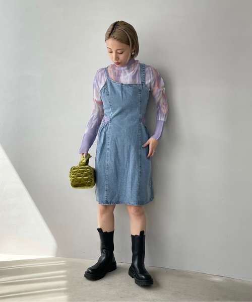 SANSeLF（サンセルフ）の「サイドカットデニムチュニック【SANSeLF】sanw22s094（チュニック・レディース・ライトブルー・FREE）」の2枚目の写真