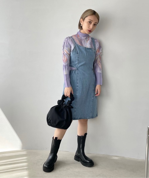 SANSeLF（サンセルフ）の「サイドカットデニムチュニック【SANSeLF】sanw22s094（チュニック・レディース・ライトブルー・FREE）」の4枚目の写真