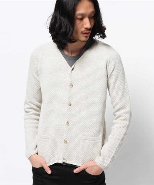 AMERICAN RAG CIE（アメリカンラグシー）の「AMERICAN RAG CIE ラーベン編みカーディガン（カーディガン/ボレロ・メンズ・オートミール/ネイビー・1/2）」の8枚目の写真