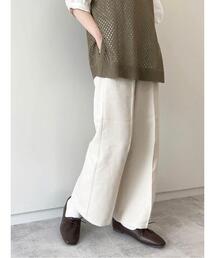 Samansa Mos2 blue | ヘリンボーンタックストレートパンツ(その他パンツ)