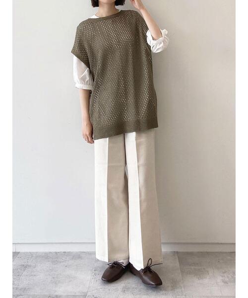 Samansa Mos2 blue(サマンサモスモスブルー)の「ヘリンボーンタックストレートパンツ(その他パンツ・レディース・キナリ/ブラック/ブラウン・フリ-)」の8枚目の写真