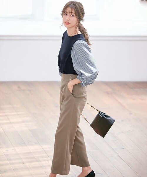 ANY SIS（エニィスィス）の「【洗える】異素材コンビネジリパフ袖 プルオーバー（Tシャツ/カットソー・レディース・ネイビー系1/ライラック系/アイボリー系1・2）」の14枚目の写真