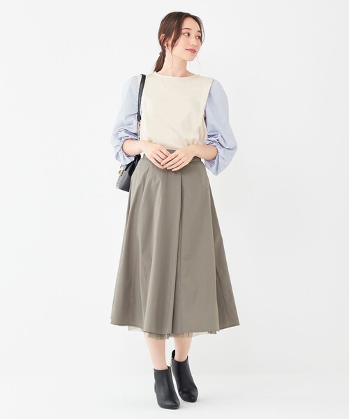 ANY SIS（エニィスィス）の「【洗える】異素材コンビネジリパフ袖 プルオーバー（Tシャツ/カットソー・レディース・ネイビー系1/ライラック系/アイボリー系1・2）」の11枚目の写真