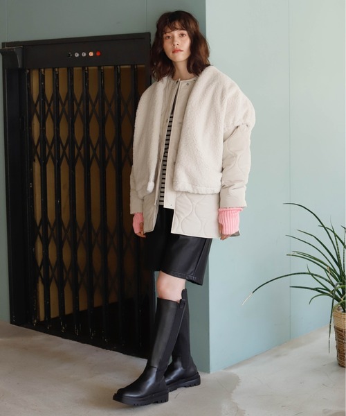 Birthday room(バースデイルーム)の「キルトジャケット×ファーベスト(ベスト・レディース・ブラック/カーキ/オフホワイト・FREE)」の14枚目の写真