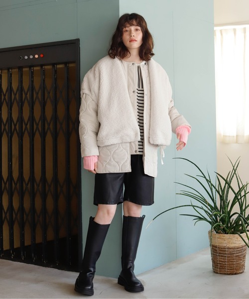 Birthday room(バースデイルーム)の「キルトジャケット×ファーベスト(ベスト・レディース・ブラック/カーキ/オフホワイト・FREE)」の16枚目の写真