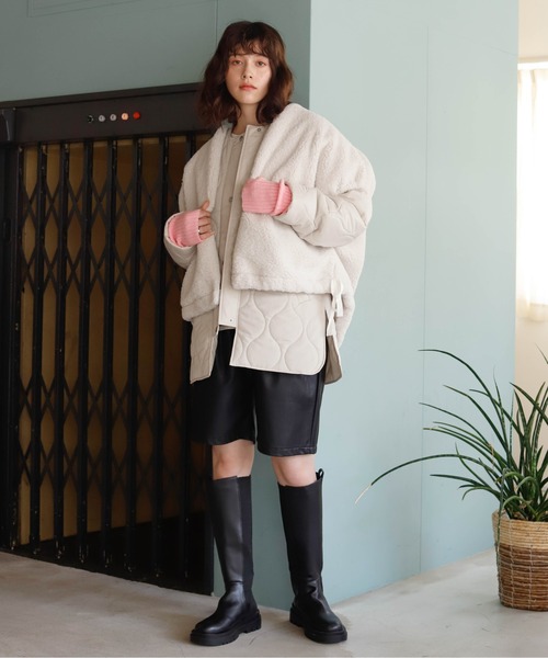 Birthday room(バースデイルーム)の「キルトジャケット×ファーベスト(ベスト・レディース・ブラック/カーキ/オフホワイト・FREE)」の17枚目の写真