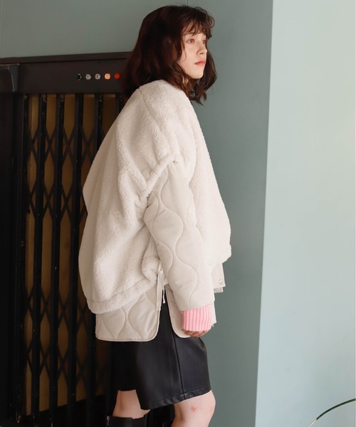 Birthday room(バースデイルーム)の「キルトジャケット×ファーベスト(ベスト・レディース・ブラック/カーキ/オフホワイト・FREE)」の19枚目の写真