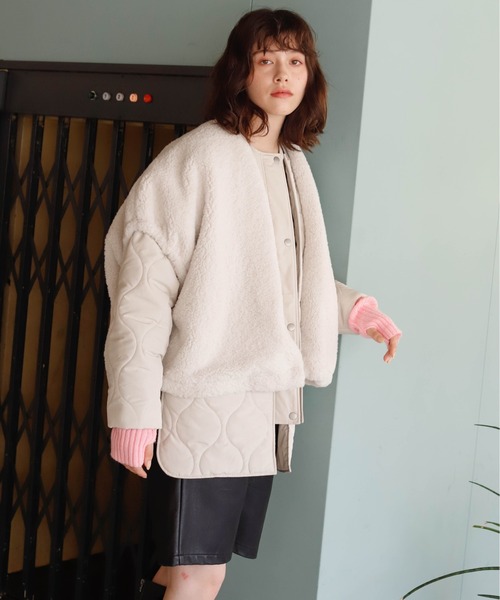 Birthday room(バースデイルーム)の「キルトジャケット×ファーベスト(ベスト・レディース・ブラック/カーキ/オフホワイト・FREE)」の20枚目の写真