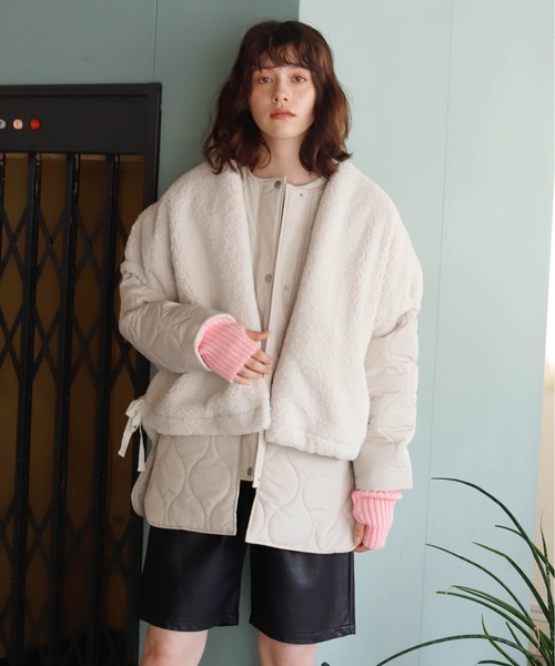 Birthday room(バースデイルーム)の「キルトジャケット×ファーベスト(ベスト・レディース・ブラック/カーキ/オフホワイト・FREE)」の21枚目の写真