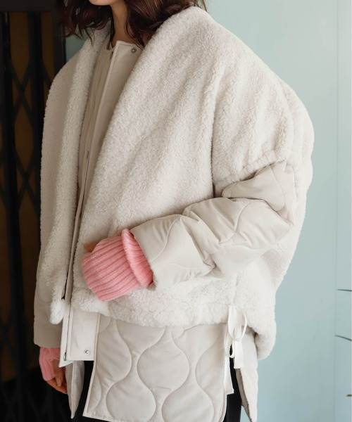 Birthday room(バースデイルーム)の「キルトジャケット×ファーベスト(ベスト・レディース・ブラック/カーキ/オフホワイト・FREE)」の9枚目の写真