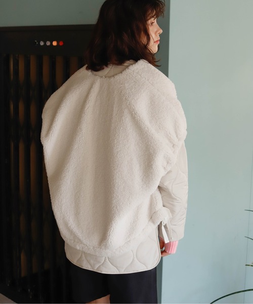 Birthday room(バースデイルーム)の「キルトジャケット×ファーベスト(ベスト・レディース・ブラック/カーキ/オフホワイト・FREE)」の8枚目の写真