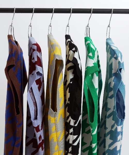 improves（インプローブス）の「【improves】千鳥格子柄 ワイドシルエット ニットベスト（ベスト・メンズ・ブラック/ブラウン/グレー/ブルー/グリーン/ラベンダー・MEDIUM/LARGE）」の7枚目の写真