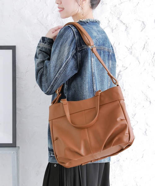 osharewalker(オシャレウォーカー)の「【廃盤】『立体ギャザー2wayトートバッグ』(トートバッグ・レディース・ブラウン/グリーン/ブラック/レッド・FREE)」の3枚目の写真