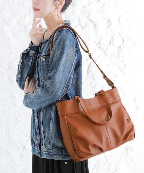 osharewalker(オシャレウォーカー)の「【廃盤】『立体ギャザー2wayトートバッグ』(トートバッグ・レディース・ブラウン/グリーン/ブラック/レッド・FREE)」の9枚目の写真