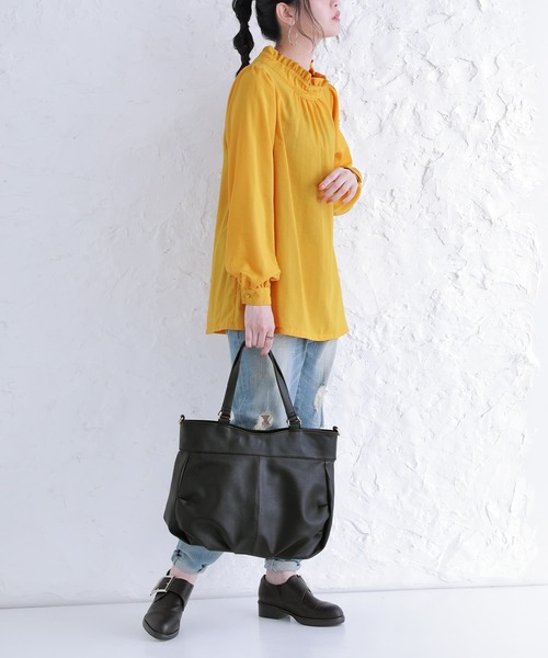 osharewalker(オシャレウォーカー)の「【廃盤】『立体ギャザー2wayトートバッグ』(トートバッグ・レディース・ブラウン/グリーン/ブラック/レッド・FREE)」の12枚目の写真