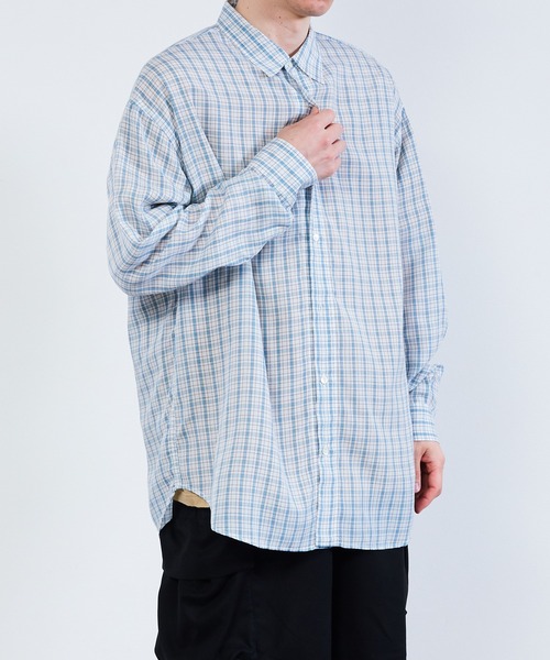 UNDECORATED（アンデコレイテッド）の「UNDECORATED アンデコレイテッド / Cupra Check L/S Shirt キュプラチェック 長袖シャツ / UDS23204（シャツ/ブラウス・メンズ・ブルー/ベージュ・3/1/2）」の8枚目の写真