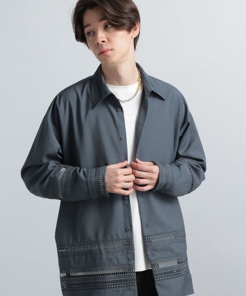 HARE（ハレ）の「レースラインシャツ(HARE)（シャツ/ブラウス・メンズ・ブラック/オフホワイト/ブルー・FREE）」の3枚目の写真