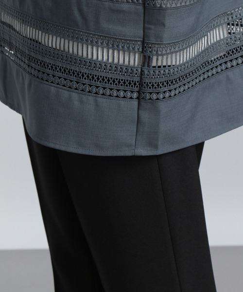 HARE（ハレ）の「レースラインシャツ(HARE)（シャツ/ブラウス・メンズ・ブラック/オフホワイト/ブルー・FREE）」の10枚目の写真