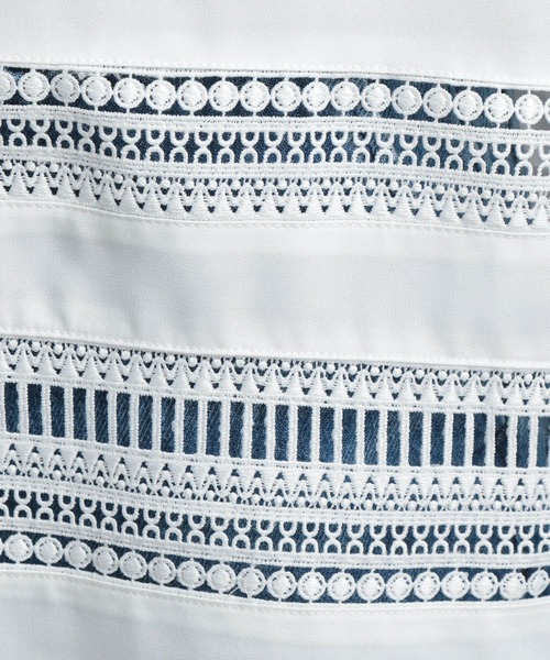 HARE（ハレ）の「レースラインシャツ(HARE)（シャツ/ブラウス・メンズ・ブラック/オフホワイト/ブルー・FREE）」の5枚目の写真