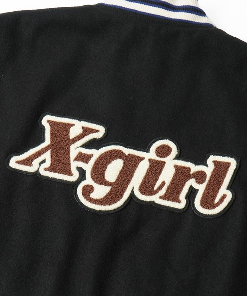 X-girl（エックスガール）の「STADIUM JUMPER（スタジャン・レディース・ブラック/グリーン・S/M）」の13枚目の写真
