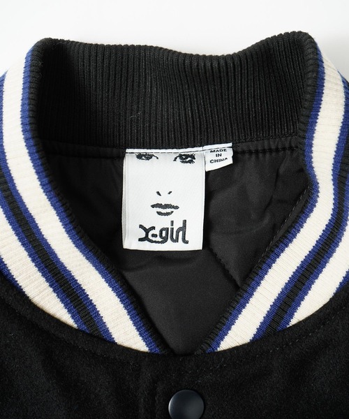 X-girl（エックスガール）の「STADIUM JUMPER（スタジャン・レディース・ブラック/グリーン・S/M）」の14枚目の写真