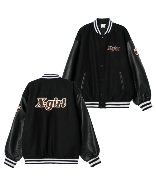 X-girl（エックスガール）の「STADIUM JUMPER（スタジャン・レディース・ブラック/グリーン・S/M）」の20枚目の写真