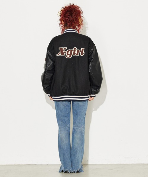 X-girl（エックスガール）の「STADIUM JUMPER（スタジャン・レディース・ブラック/グリーン・S/M）」の19枚目の写真
