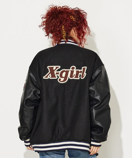 X-girl（エックスガール）の「STADIUM JUMPER（スタジャン・レディース・ブラック/グリーン・S/M）」の22枚目の写真