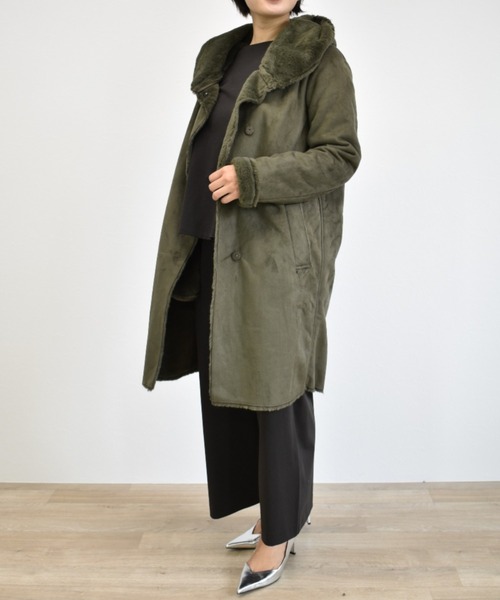 aunt lily(アントリリー)の「フェイクムートンフーディーコート(その他アウター・レディース・ベージュ/カーキ/ダークブルー・9号/7号/11号)」の18枚目の写真