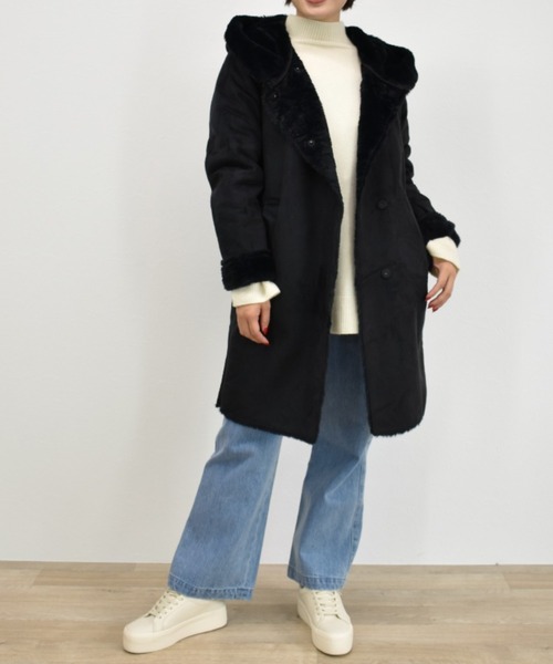 aunt lily(アントリリー)の「フェイクムートンフーディーコート(その他アウター・レディース・ベージュ/カーキ/ダークブルー・9号/7号/11号)」の12枚目の写真