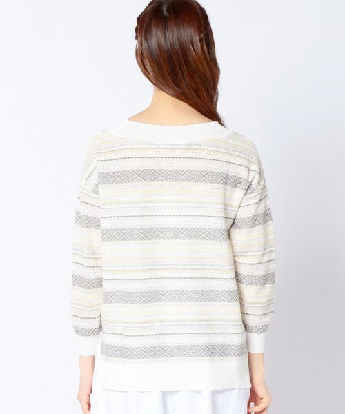 Another Edition（アナザーエディション）の「Vネックジャカードプルオーバー/AEBC V/N JQ PO◆（ニット/セーター・レディース・イエロー/ライトブルー・フリー）」の7枚目の写真