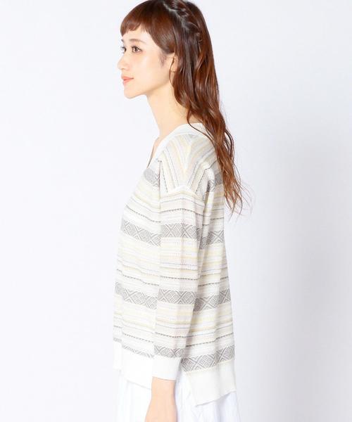 Another Edition（アナザーエディション）の「Vネックジャカードプルオーバー/AEBC V/N JQ PO◆（ニット/セーター・レディース・イエロー/ライトブルー・フリー）」の10枚目の写真