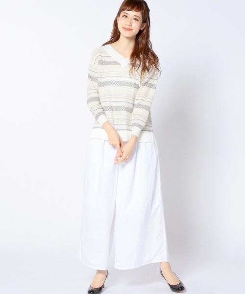 Another Edition（アナザーエディション）の「Vネックジャカードプルオーバー/AEBC V/N JQ PO◆（ニット/セーター・レディース・イエロー/ライトブルー・フリー）」の3枚目の写真