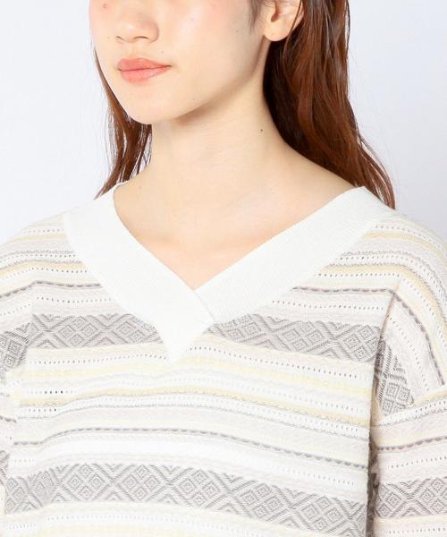 Another Edition（アナザーエディション）の「Vネックジャカードプルオーバー/AEBC V/N JQ PO◆（ニット/セーター・レディース・イエロー/ライトブルー・フリー）」の11枚目の写真