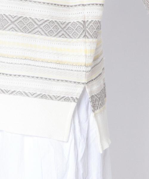 Another Edition（アナザーエディション）の「Vネックジャカードプルオーバー/AEBC V/N JQ PO◆（ニット/セーター・レディース・イエロー/ライトブルー・フリー）」の4枚目の写真