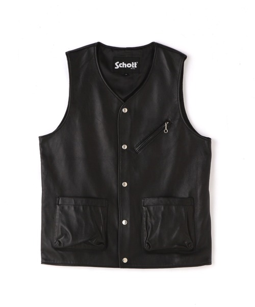 Schott PATCH POCKET LEATHER VEST XL