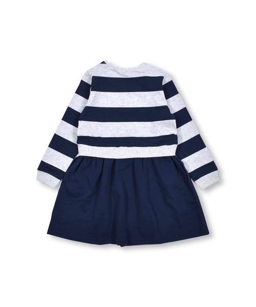BeBe（ベベ）の「BeBe/【お揃い】ウラゲボーダー切替ワンピース(90~150cm)（ワンピース・キッズ・ブルー系その他/グレー系その他・100/110/120/130/140/150/90）」の6枚目の写真