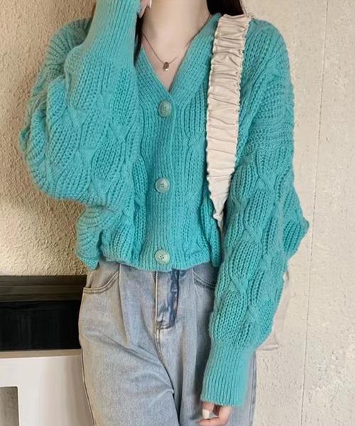 DAY CLOSET（デイ クローゼット）の「【ゆるっと羽織れるクロップド丈】ローゲージ ニット ドルマンカーディガン レディース（カーディガン/ボレロ・レディース・ホワイト/ピンク/ブルー・ONE SIZE）」の7枚目の写真