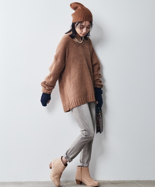 CHIC STYLE(シックスタイル)の「<大きいサイズ>Vネックヘアリーニットプルオーバー シックスタイル(ニット/セーター・レディース・グレー/モカ・5L/8L/4L/6L/L/LL/3L)」の19枚目の写真