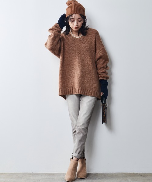 CHIC STYLE(シックスタイル)の「<大きいサイズ>Vネックヘアリーニットプルオーバー シックスタイル(ニット/セーター・レディース・グレー/モカ・5L/8L/4L/6L/L/LL/3L)」の18枚目の写真