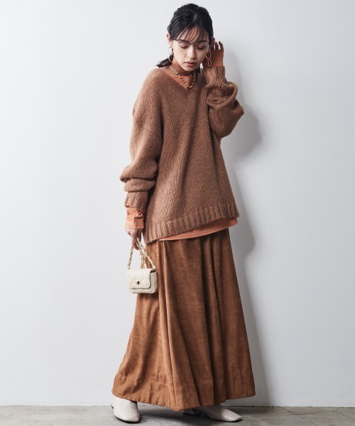 CHIC STYLE(シックスタイル)の「<大きいサイズ>Vネックヘアリーニットプルオーバー シックスタイル(ニット/セーター・レディース・グレー/モカ・5L/8L/4L/6L/L/LL/3L)」の14枚目の写真