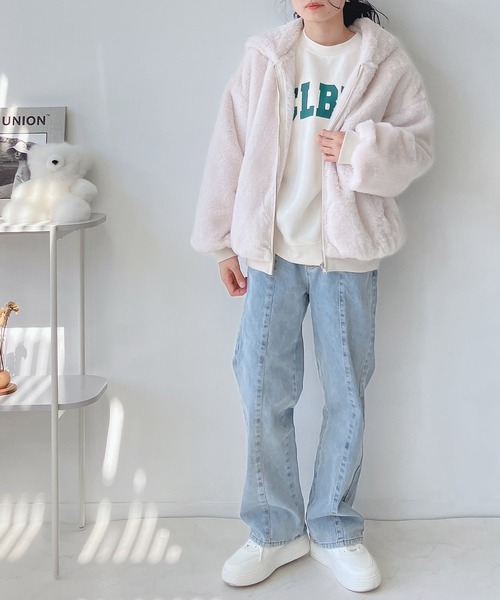 AS KNOW AS Plus ホワイトファーコート　クマミミフード AS KNOW AS plus（アズノゥアズプラス）の「☆ファーボリューム