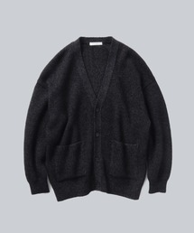 WASHI&MOHAIR RIB KNIT OVERSIZED CARDIGAN / 和紙混モヘヤ片畦編みVネックカーディガン