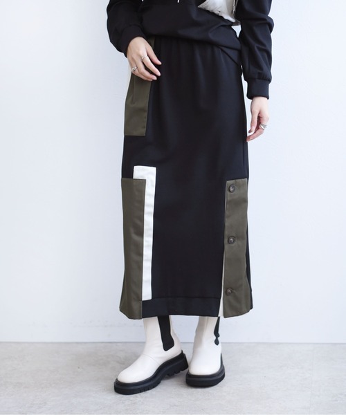 ミリタリーパッチワーク/スカート sacai サカイパッチワーク 