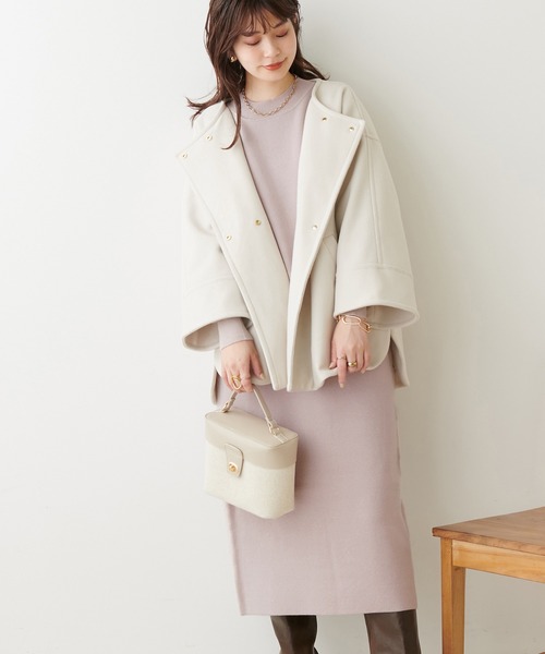 natural couture（ナチュラルクチュール）の「ボリュームスリーブニットワンピース（ワンピース・レディース・モカ/オレンジ/ブラック/グレイッシュベージュ/カーキ/オフホワイト・FREE）」の5枚目の写真