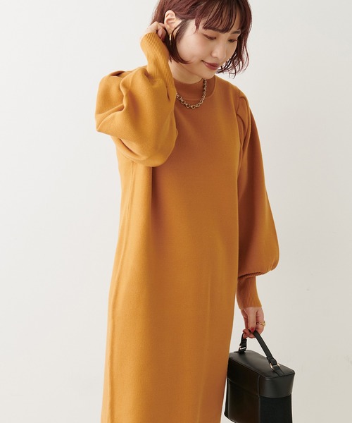natural couture（ナチュラルクチュール）の「ボリュームスリーブニットワンピース（ワンピース・レディース・モカ/オレンジ/ブラック/グレイッシュベージュ/カーキ/オフホワイト・FREE）」の20枚目の写真