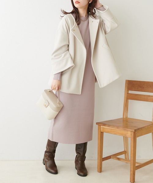 natural couture（ナチュラルクチュール）の「ボリュームスリーブニットワンピース（ワンピース・レディース・モカ/オレンジ/ブラック/グレイッシュベージュ/カーキ/オフホワイト・FREE）」の10枚目の写真