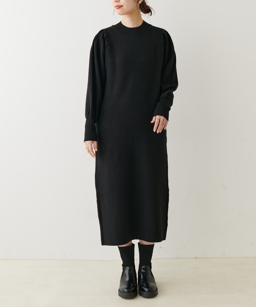 natural couture（ナチュラルクチュール）の「ボリュームスリーブニットワンピース（ワンピース・レディース・モカ/オレンジ/ブラック/グレイッシュベージュ/カーキ/オフホワイト・FREE）」の22枚目の写真