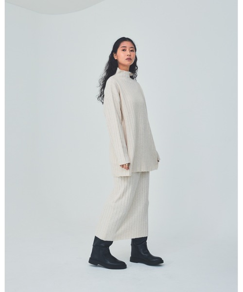 THEATRE PRODUCTS(シアタープロダクツ)の「ワイドリブタイトロングスカート(スカート・レディース・アイボリー/ベージュ/ブラウン・FREE)」の10枚目の写真