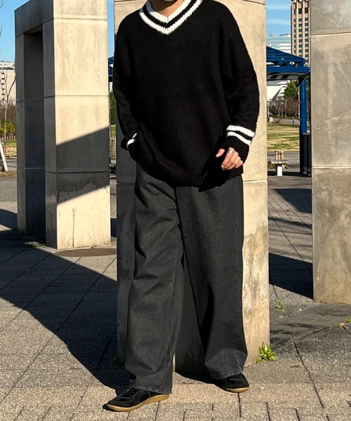 kutir(クティール)の「モヘアライクVネックニット(ニット/セーター・メンズ・ネイビー/ブラック/ブラウン・MEDIUM/LARGE)」の9枚目の写真